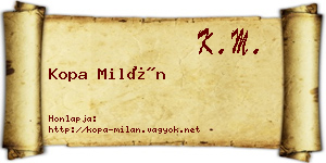 Kopa Milán névjegykártya