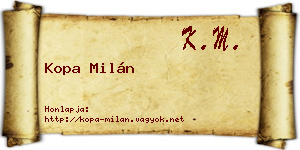 Kopa Milán névjegykártya